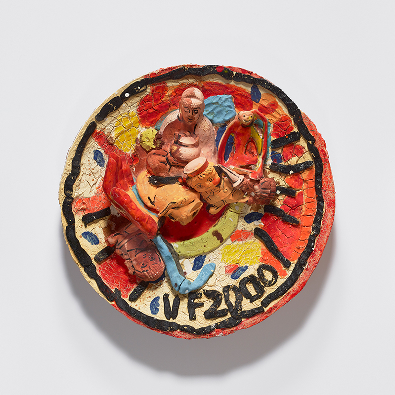 Untitled (Plate with Buddah, Monkey and Red Hand), 2000